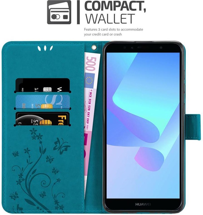 Actual product image Cadorabo Flower Book cover (Huawei Y6 Prime (2018), Huawei Honor 7a)