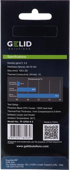 Actual product image Gelid Termopady Ultimate 120x20x3.0mm TP-GP04-R-E (3 mm)