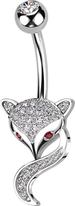 Produktbild Star Piercing Banane silber mit Kugel Kristall silber und Fuchs Kristalle silber (Messing, Chirurgenstahl 316L)