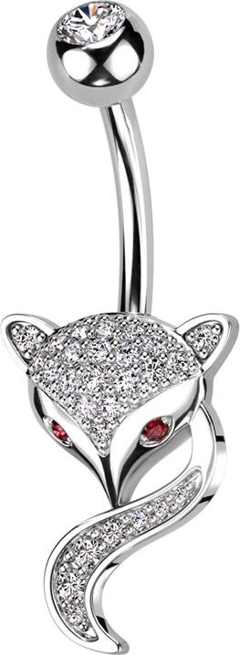 Produktbild Star Piercing Banane silber mit Kugel Kristall silber und Fuchs Kristalle silber (Chirurgenstahl 316L, Messing)