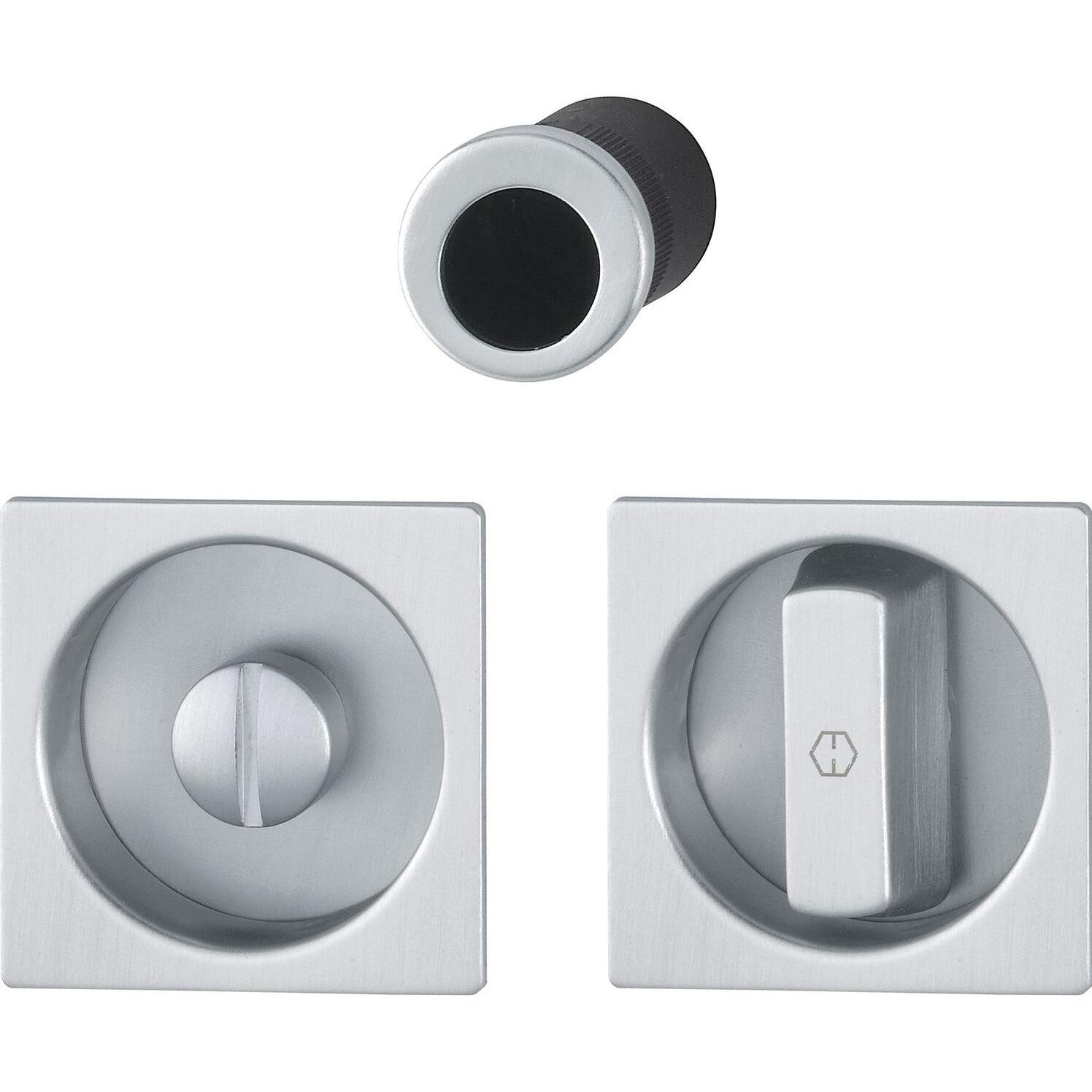 Hoppe, Türgriff + Fenstergriff, Schiebetürmuschel Set 4921 - WC, eckige Rosette, Aluminium silber eloxiert (Türgarnitur)