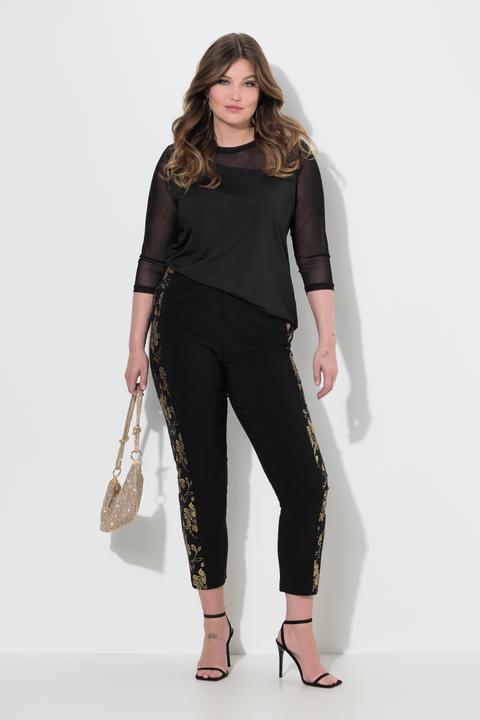 Image du produit Miamoda Pantalon en bengaline, jambe étroite, imprimé doré (48)