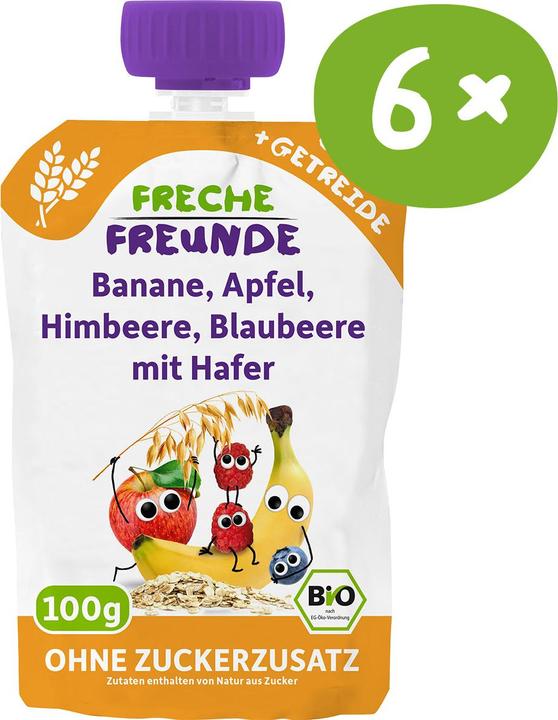 Actual product image Freche Freunde Squeeze pouches apple, peach, strawberry 6x 100 g (600 g)