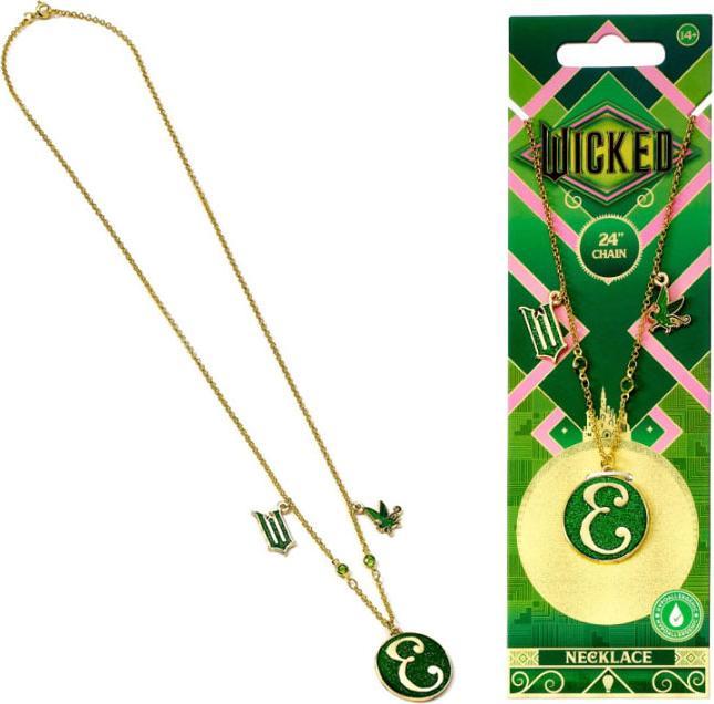 Immagine prodotto Carat Collana WICKED Elphaba 'E' Icon verde e oro con abbellimenti a forma di ciondolo