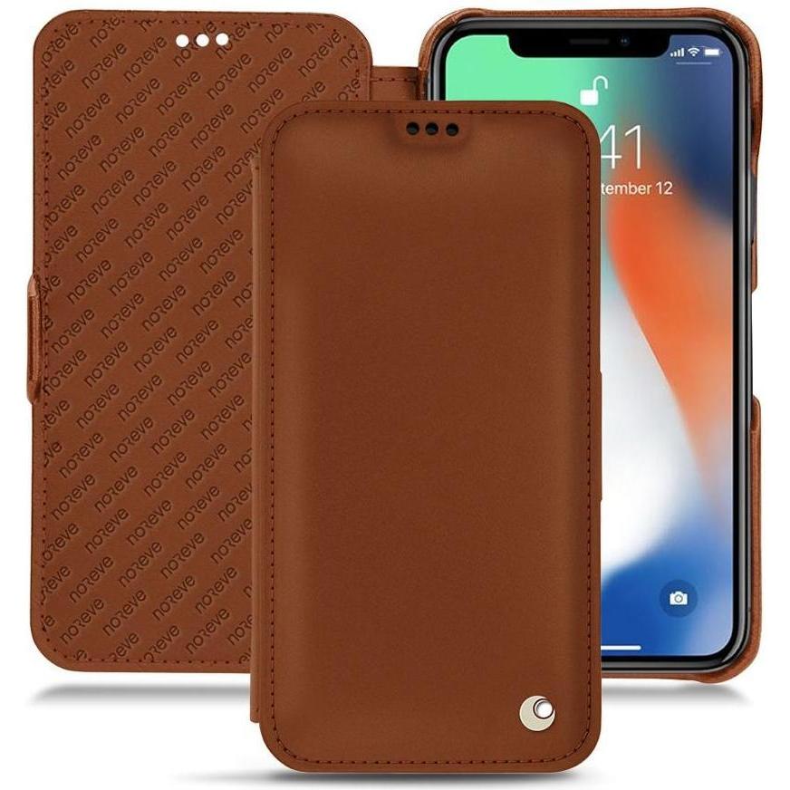 Noreve Lederschutzhülle horizontal (Apple iPhone XR), Smartphone Hülle, Braun