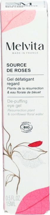 Image du produit Melvita Source de Roses Gel défatiguant regard (Gel pour le soin des yeux, 15 ml, Jour + nuit)