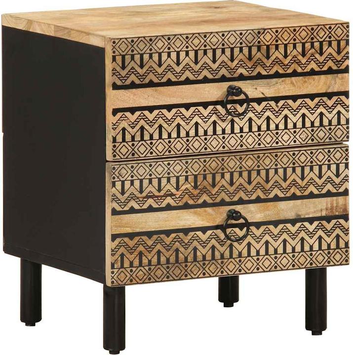 Image du produit VidaXL Table de nuit Table de chevet Console de chevet Noir Manguier brut (40 x 33.5 x 46 cm)