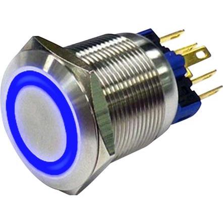 RND Components Vandalensicherer Drucktaster, 1 Öffner / 1 Schliesser, Tastend, IP65, Flachsteckzunge, 2.8 x 0.5 mm, Tast...