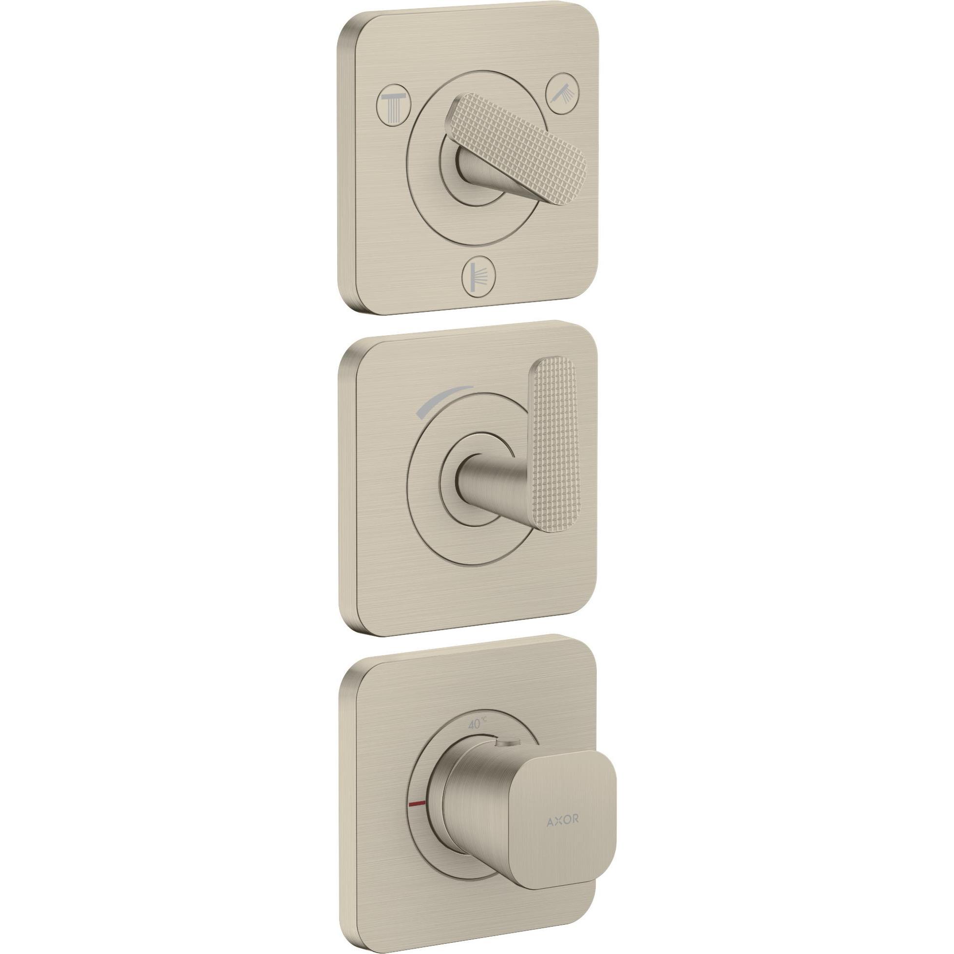 Axor, Rubinetteria per bagno, Citterio C Module thermostatique 380/120 encastré avec rosaces pour 3 consommateurs, coupe cubique