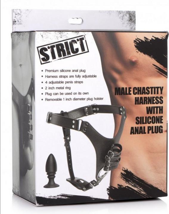 Actual product image XR Brands Penis Chastity Belt With Silicone Anal Plug