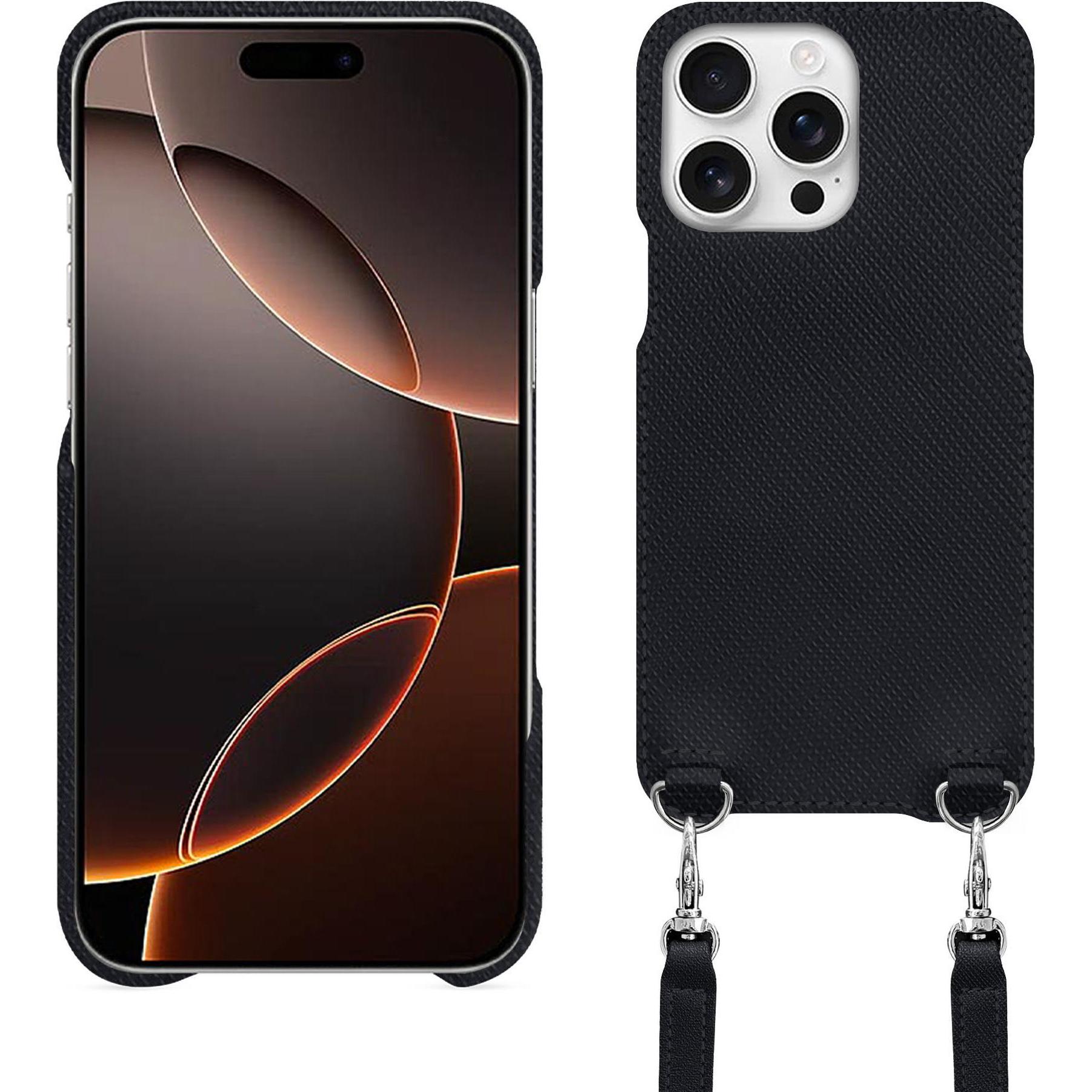 Noreve Schutzhülle mit Schulterriemen Apple iPhone 16 Pro (Apple iPhone 16 Pro), Smartphone Hülle, Schwarz