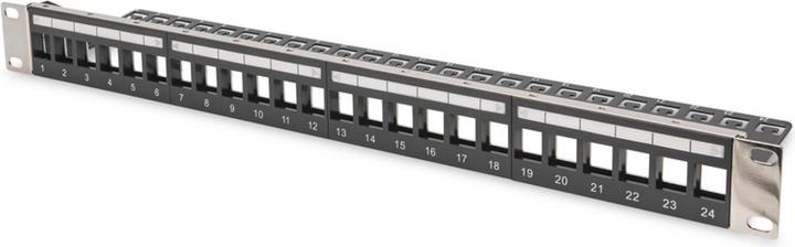 Immagine prodotto Digitus Patch Panel modulare schermato 24 porte Blank 1U Rack Mount colore Nero trasparente campi logo