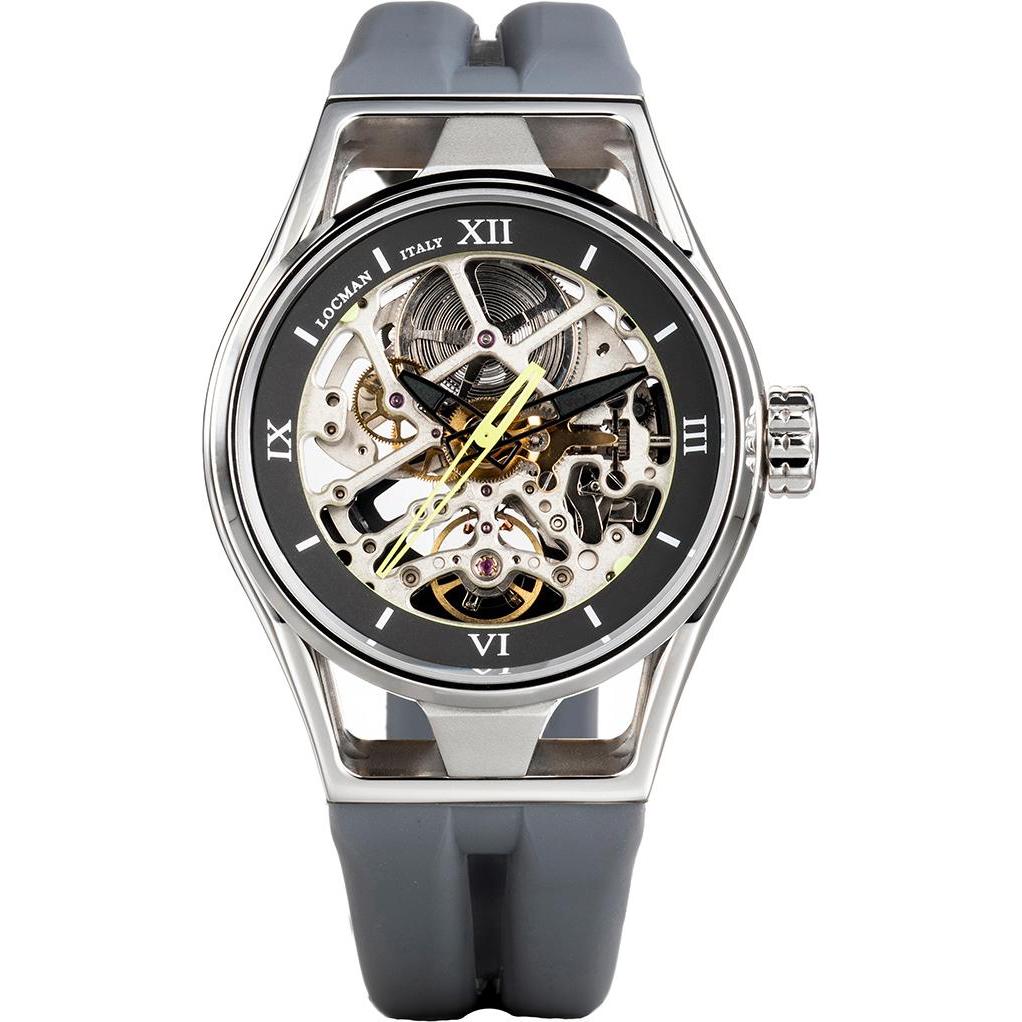 Locman, Armbanduhr, Italy Herrenuhr Montecristo Skeleton Automatik grau Ref. 0538, Grau, (Analoguhr, 42 mm)