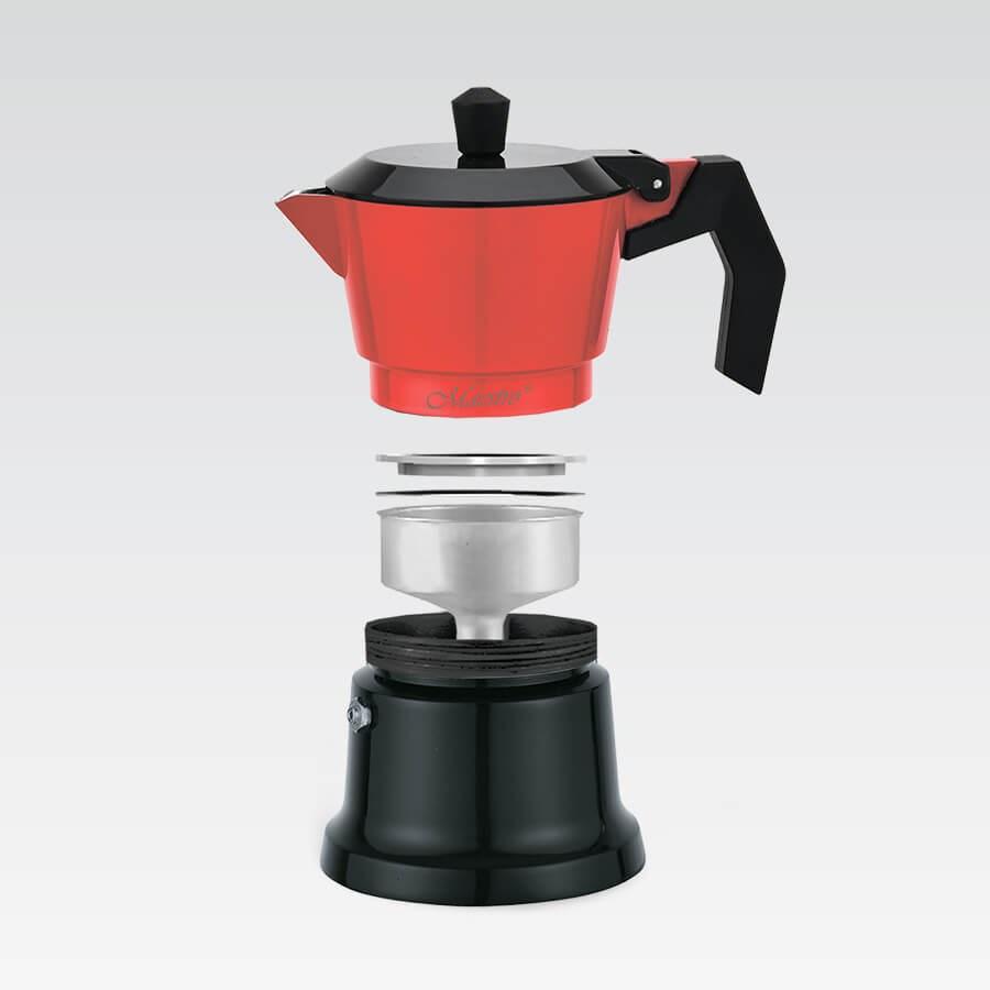 Thumbnail - Maestro Kawiarka aluminiowa MR-1657-9, Espressokocher, Schwarz, Rot