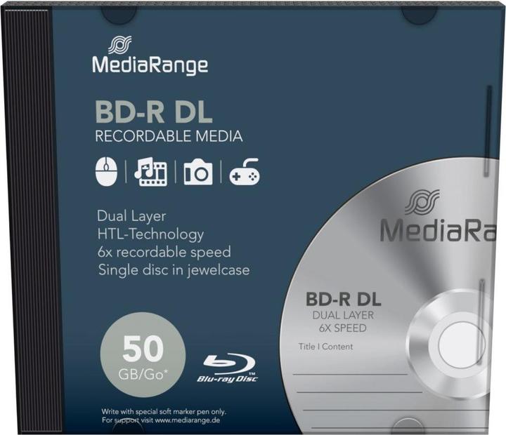 Image du produit MediaRange BD-R 6x double couche 50GB 1 pce (1 x)