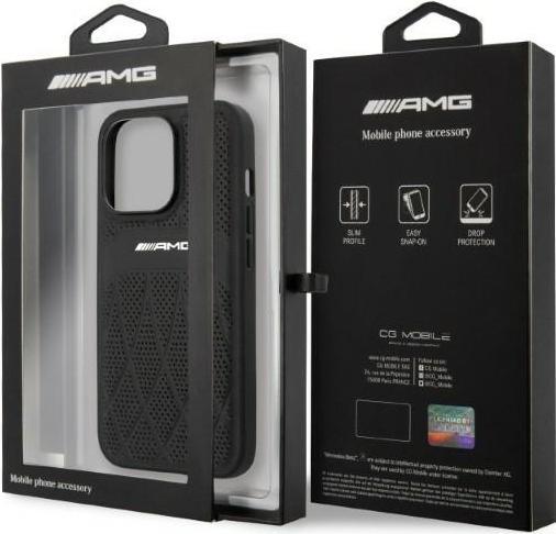 Actual product image Mercedes AMG AMHCP13LOSDBK iPhone 13 Pro / 13 6.1" czarny/black hardcase Leather Curved Lines (Apple iPhone 13 Pro)