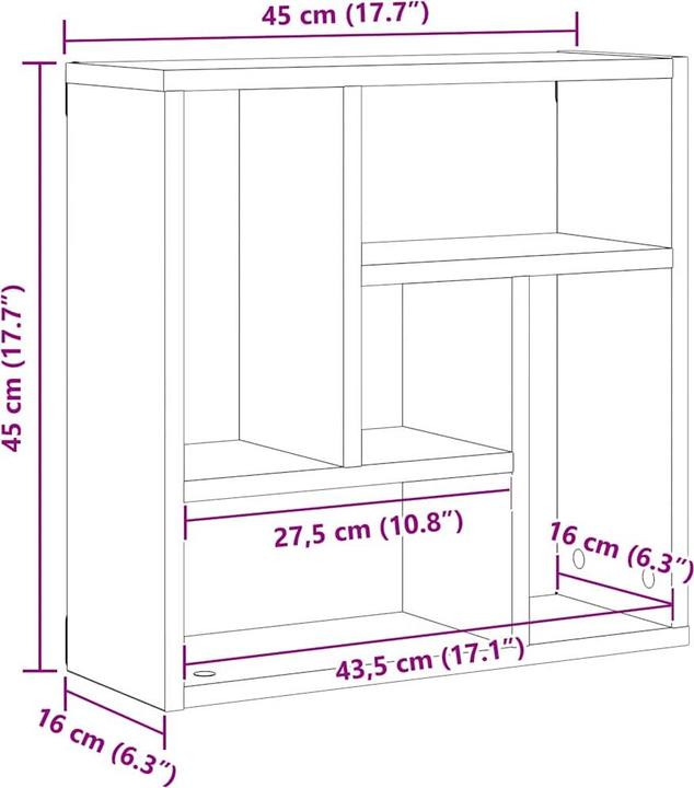 Produktbild vidaXL Wandregal (45 x 16 x 45 cm)