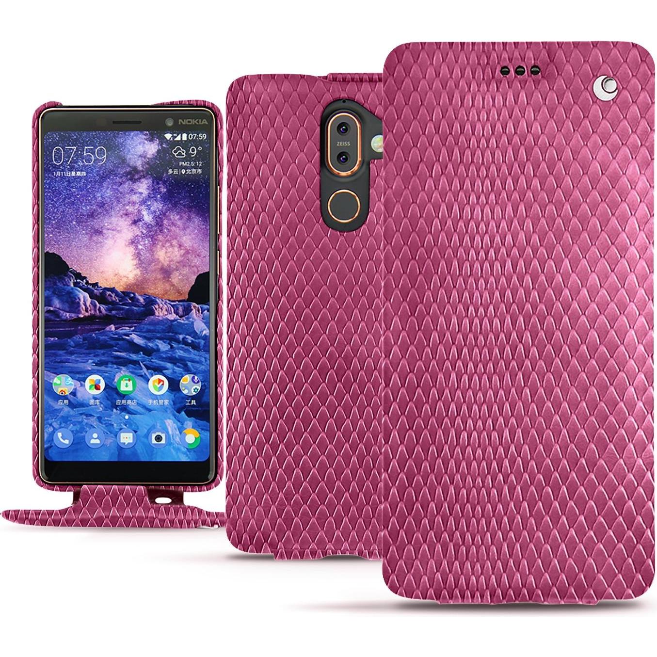 Noreve Lederschutzhülle vertikal (Apple iPhone 7 Plus), Smartphone Hülle, Rosa