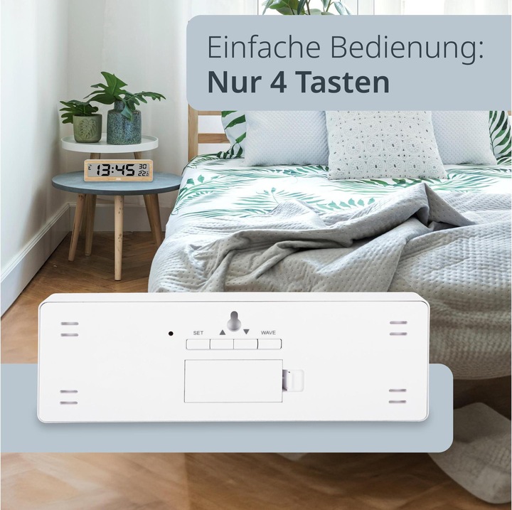Produktbild ADE Funkuhr DCF mit XXL-Ziffern digital Bambus-Weiss, Form