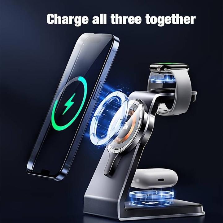 Image du produit PhoneLook Station de charge 23W mangétique Cyberpunk 3 en 1 USB-C avec MagSafe + Apple Watch + AirPods (23 W)