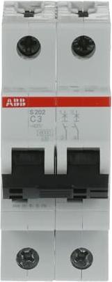Actual product image ABB S202-C3 Automatic circuit breaker 3A pro M compact 2-pole 6kA