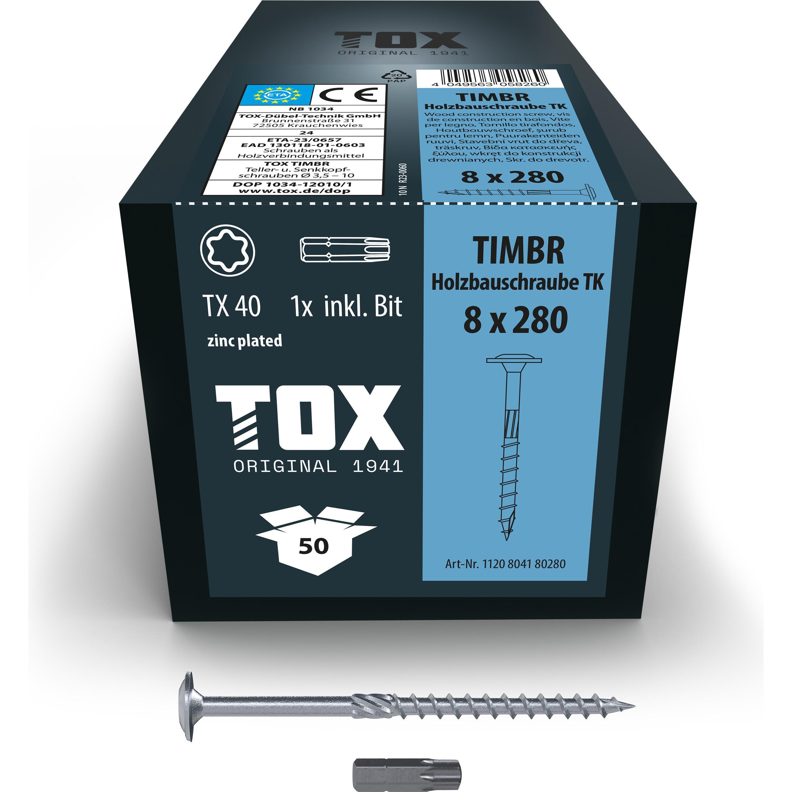 Tox, Viti, TIMBR 8,0 x 280 TK (50 pz.) (50 Viti per pezzo)
