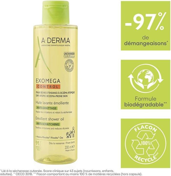 Immagine prodotto A-Derma EXOMEGA CONTROL Olio detergente Fl 200 ml (Olio detergente, 200 ml)