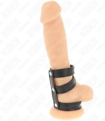 Produktbild Kink Dreifach Leder Penisring Mit Druckverschluss