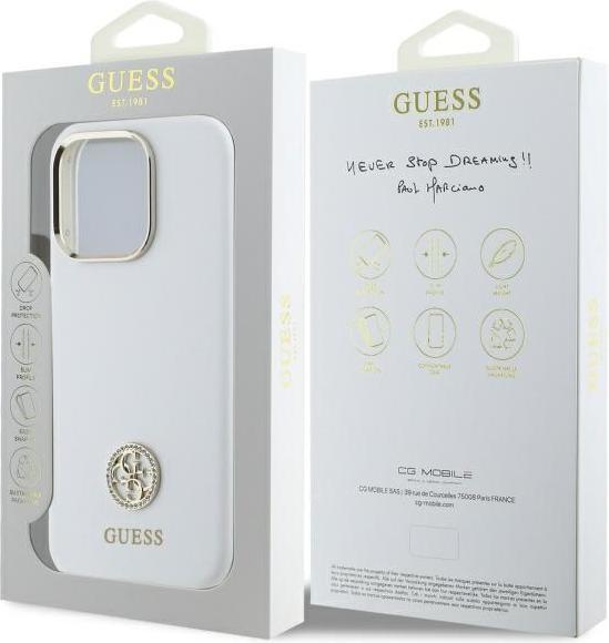 Produktbild Guess GUHCP16XM4DGPH iPhone 16 Pro Max 6.9" biały/white hardcase Silicone Logo Strass 4G (Apple iPhone 16 Pro Max)
