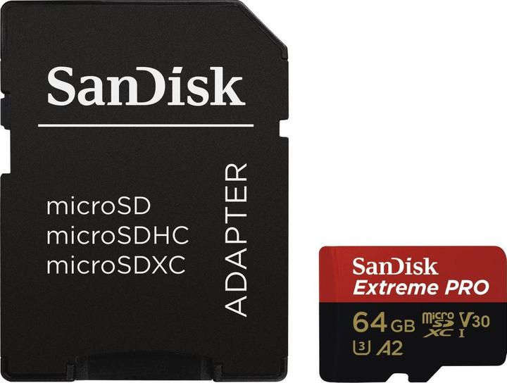 SANDISK Extreme Pro microSD A2 (64 GB, microSDXC, U3, UHS-I)