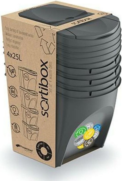 Actual product image Prosperplast Set of 4 waste bins SORTIBOX ANTRACIT 392x293x325 (25 l)