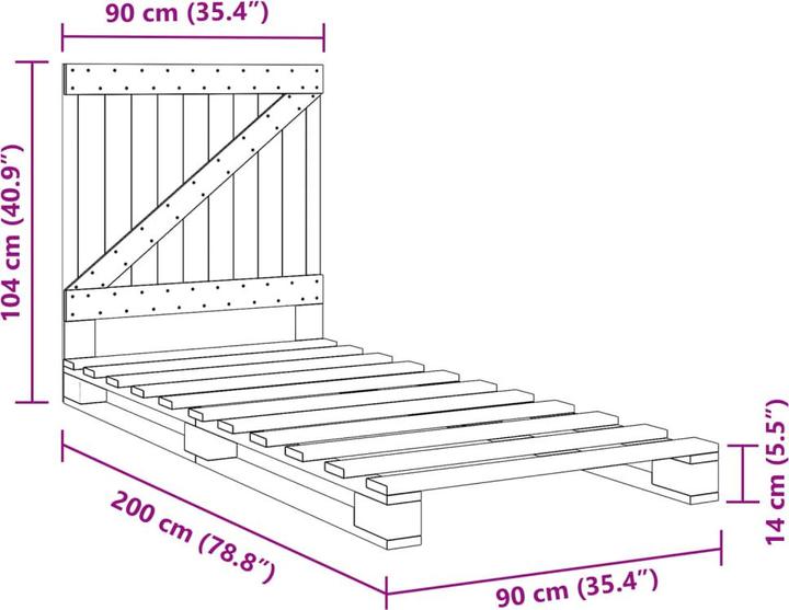 Image du produit vidaXL Bettgestell (90 x 200 cm)