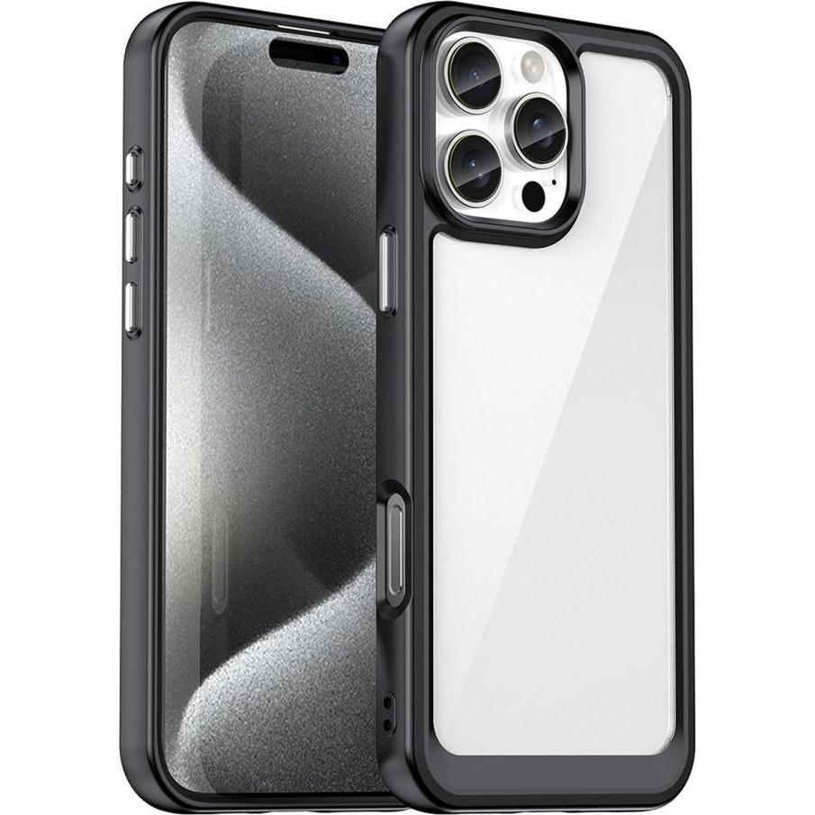 Hurtel Outer Space Case with Gel Frame for iPhone 16 Pro Max - Black (Apple iPhone 16 Pro Max), Smartphone Hülle, Schwar...