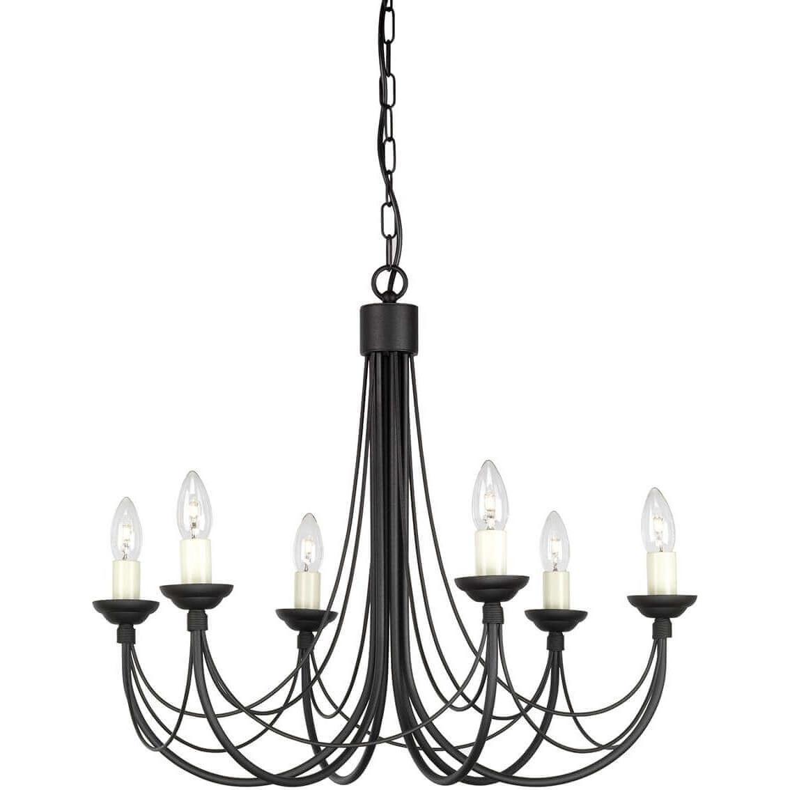 Elstead Lighting, Kronleuchter, Carisbrooke Kronleuchter E14 6-fach Schwarz, Made in UK (61 cm)