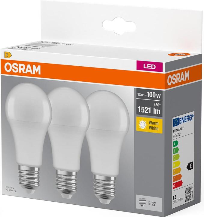 Produktbild Osram Led Base Classic A (E27, 1521 lm, 3 x)