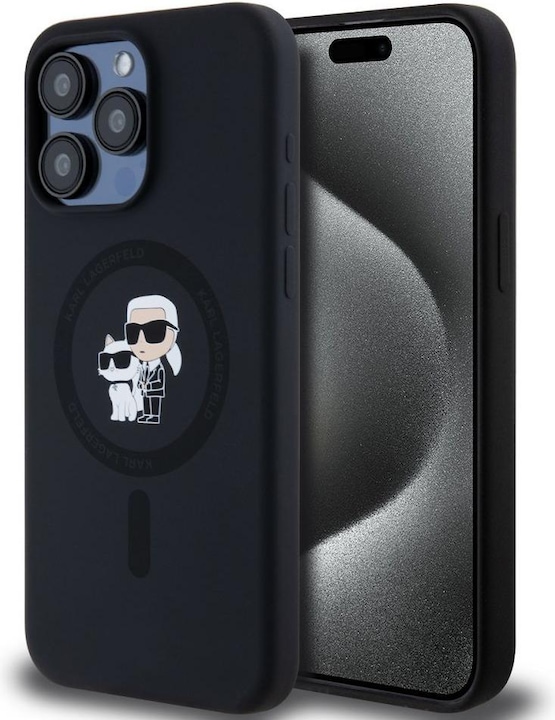 Produktbild Karl Lagerfeld KLHMP15XSCMKCRHK iPhone 15 Pro Max 6.7" czarny/black hardcase Silicone Karl & Choupet (Apple iPhone 15 Pro Max)