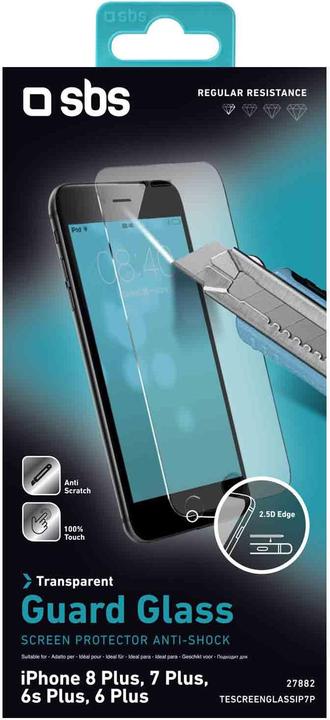 Actual product image SBS Screen protector glass for iPhone 8 Plus/7 Plus/6s Plus/6 Plus (1 pcs., Apple iPhone 6 Plus, Apple iPhone 6s Plus, Apple iPhone 7 Plus, Apple iPhone 8 Plus)