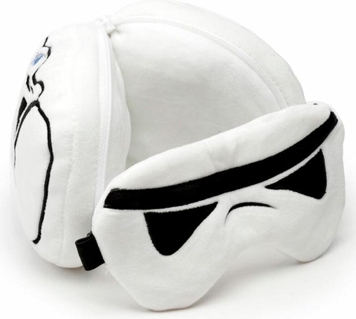 Immagine prodotto Puckator Relaxeazzz Plush The Original Stormtrooper Cuscino da viaggio rotondo e maschera per gli occhi (Cuscino per testa e collo)