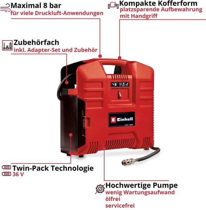 Immagine prodotto Einhell TE-AC 36/8 Li OF Set (8 bar)