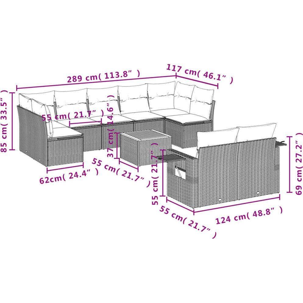 Thumbnail - VidaXL, Gartenlounge, 10-tlg. Garten-Lounge-Set mit Kissen