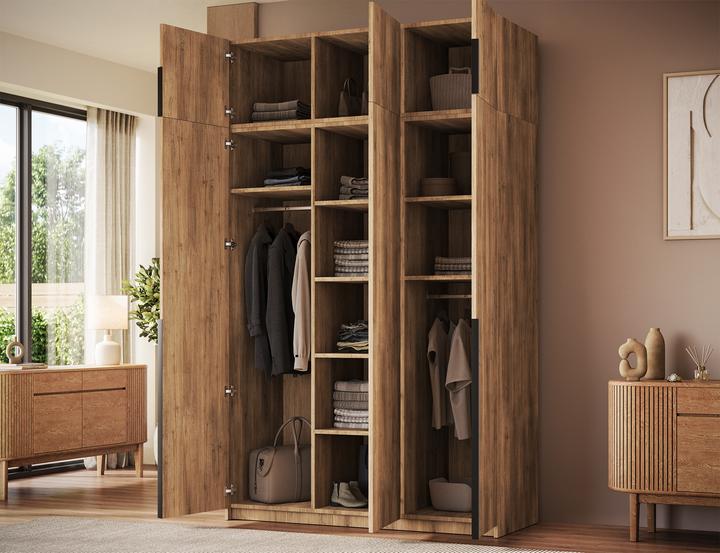 Produktbild ADRK Furniture Bregma III Drehtürenschrank mit Aufsatz (148 x 58 x 250 cm)