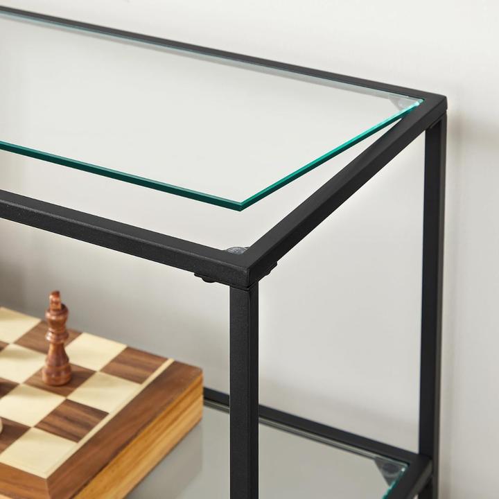 Actual product image Songmics Konsolentisch Modern Glas Metallrahmen Schwarz (100 x 30 x 73 cm)