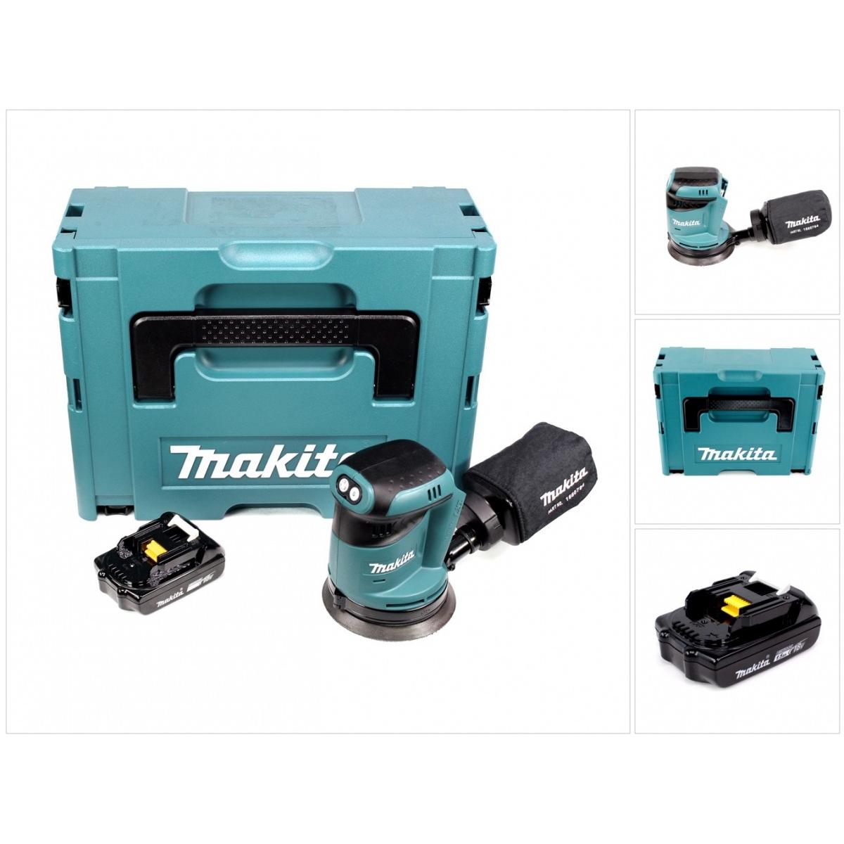 Makita, Rettificatrice + lucidatrice, DBO 180 Y1J Levigatrice orbitale a batteria 18V + 1x Batteria 1,5Ah + Valigetta Makpac - senz (Levigatrice orbit