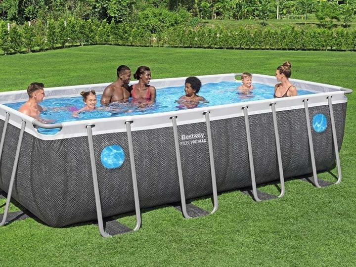 Produktbild Bestway Basen stelażowy Splashview 488mx244cm szary rattan 10w1 561MB (488 x 244 x 122 cm)