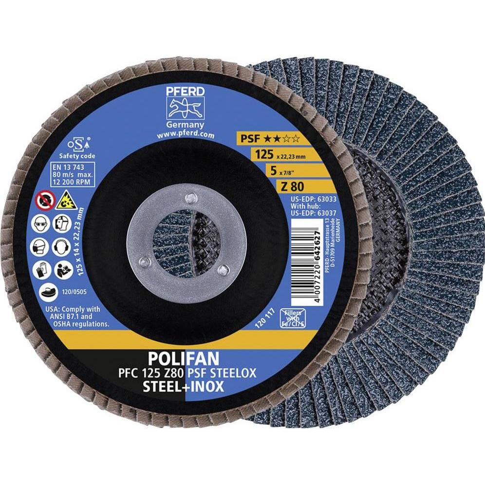 Pferd, Schleifmittel, Polifan Fächerscheibe PFC 125 Z 80 PSF Steelox (80)