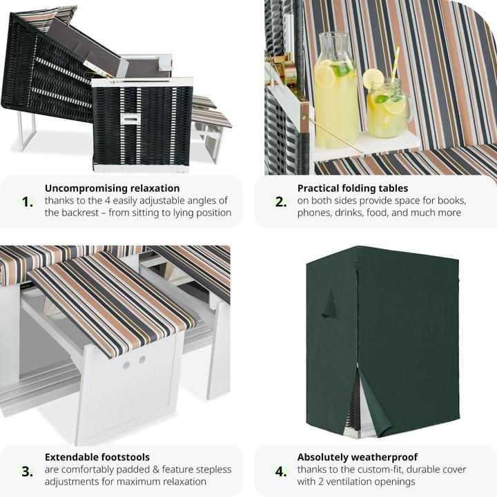 Produktbild tectake Strandkorb inkl. Schutzhülle