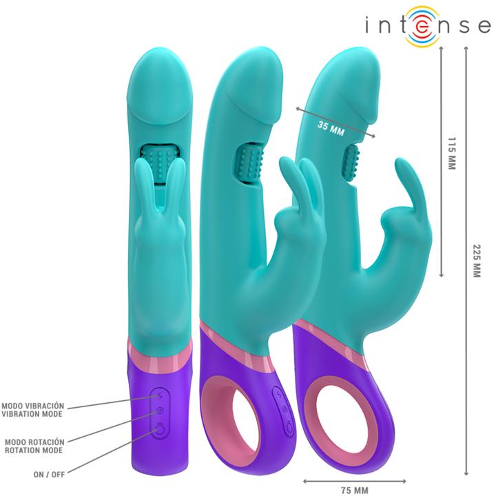 Actual product image Intense Monica Rabbit Vibrator With Rotating G-Spot Stimulator Blue