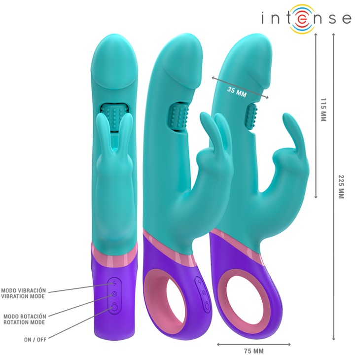 Actual product image Intense Monica Rabbit Vibrator With Rotating G-Spot Stimulator Blue