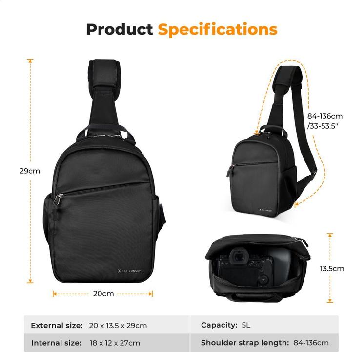 Produktbild K&F Concept Sling Bag 5L Urban Wander 08 (Black) (5 l)