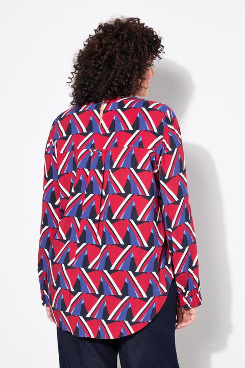 Image du produit Ulla Popken Blouse imprimé graphique, décolleté en V et manches 3/4 (58)
